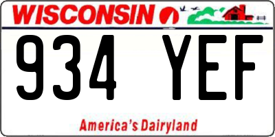 WI license plate 934YEF