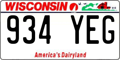 WI license plate 934YEG