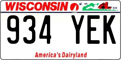 WI license plate 934YEK
