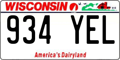 WI license plate 934YEL