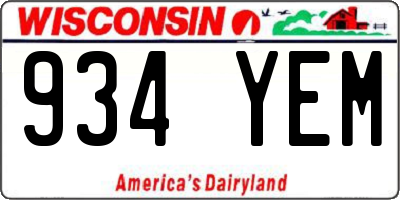 WI license plate 934YEM