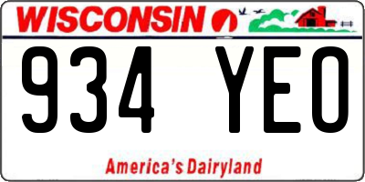 WI license plate 934YEO