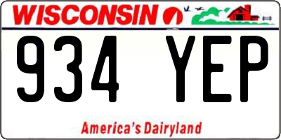 WI license plate 934YEP