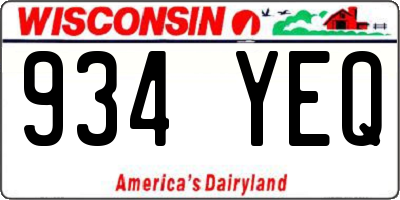 WI license plate 934YEQ