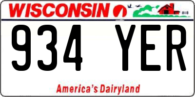 WI license plate 934YER