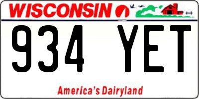 WI license plate 934YET