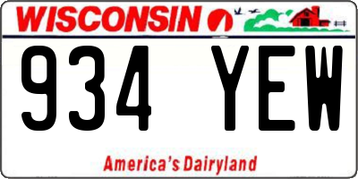 WI license plate 934YEW