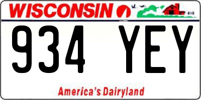 WI license plate 934YEY