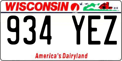 WI license plate 934YEZ