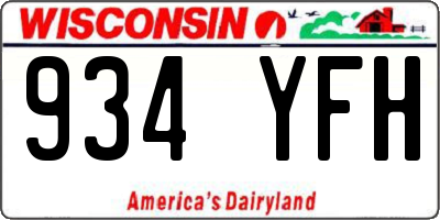 WI license plate 934YFH