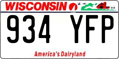 WI license plate 934YFP