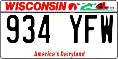 WI license plate 934YFW