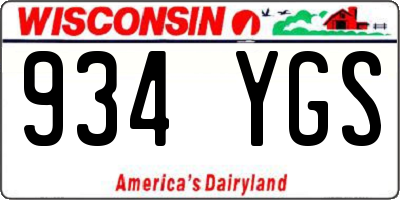 WI license plate 934YGS