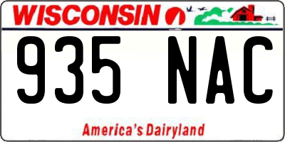 WI license plate 935NAC