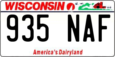 WI license plate 935NAF