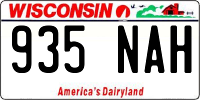 WI license plate 935NAH