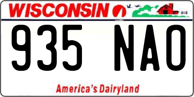 WI license plate 935NAO