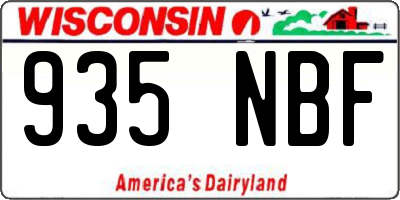 WI license plate 935NBF