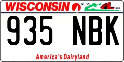 WI license plate 935NBK