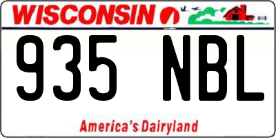 WI license plate 935NBL