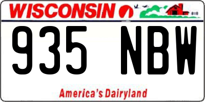 WI license plate 935NBW
