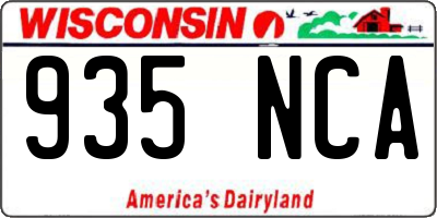 WI license plate 935NCA