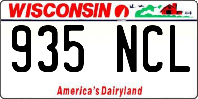 WI license plate 935NCL
