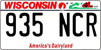 WI license plate 935NCR
