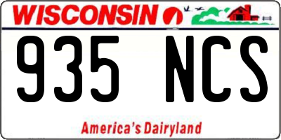 WI license plate 935NCS