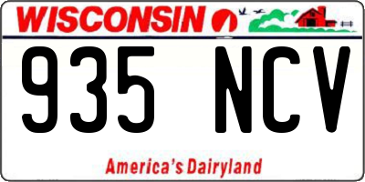 WI license plate 935NCV