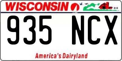 WI license plate 935NCX