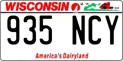 WI license plate 935NCY