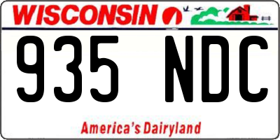 WI license plate 935NDC