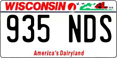 WI license plate 935NDS