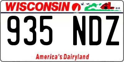 WI license plate 935NDZ