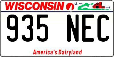 WI license plate 935NEC