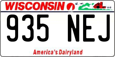 WI license plate 935NEJ