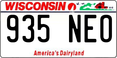 WI license plate 935NEO