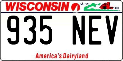 WI license plate 935NEV