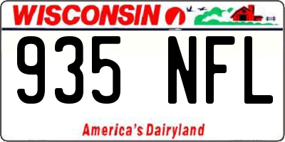 WI license plate 935NFL