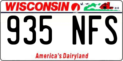 WI license plate 935NFS