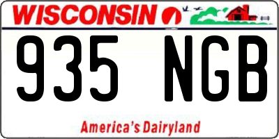 WI license plate 935NGB