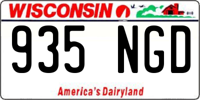 WI license plate 935NGD