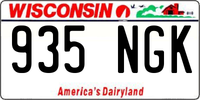 WI license plate 935NGK