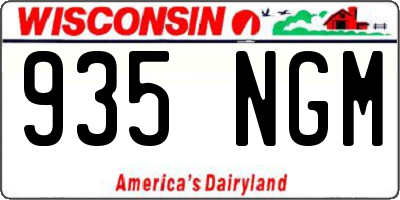 WI license plate 935NGM