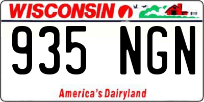 WI license plate 935NGN