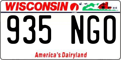 WI license plate 935NGO