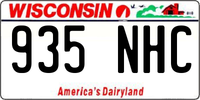 WI license plate 935NHC