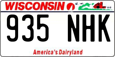 WI license plate 935NHK