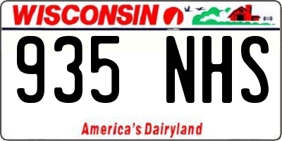 WI license plate 935NHS